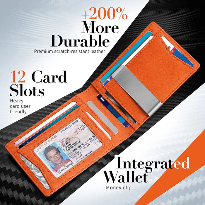 Slim Wallet for Men-Leather Money Clip Mens Wallets-RFID Blocking